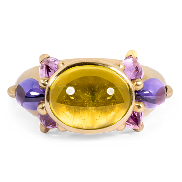 Yellow & Purple Cetonia Tourmaline Ring - Made to Order